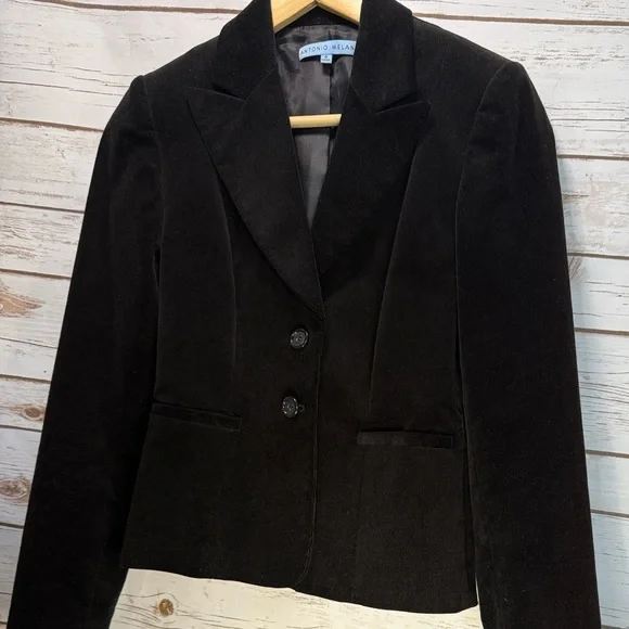 ANTONIO MELANI Jacket Blazer Classic Black Soft Corduroy Velvet Vintage Y2K - Picture 1 of 9